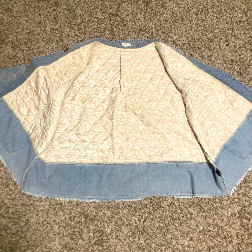 POL Oversized Quilted Jean Jacket, Sz S but fit larger, Crochet Flowers, Paisley - Picture 17 of 17